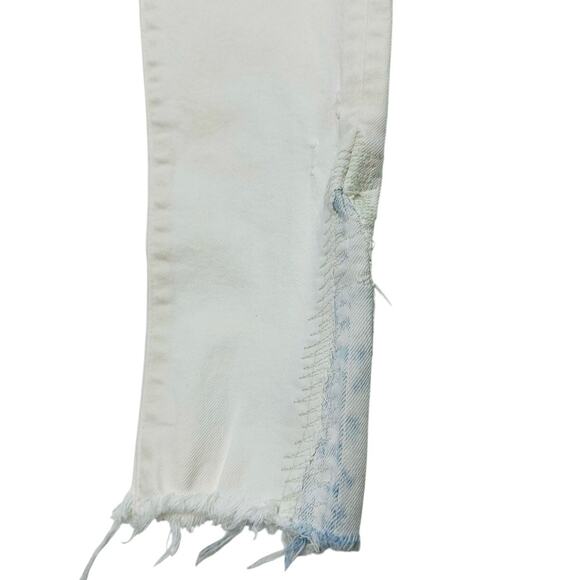 MOUSSY Burnside Distressed Raw Hem Low Rise Skinny Jeans White Size 24 - Picture 3 of 9